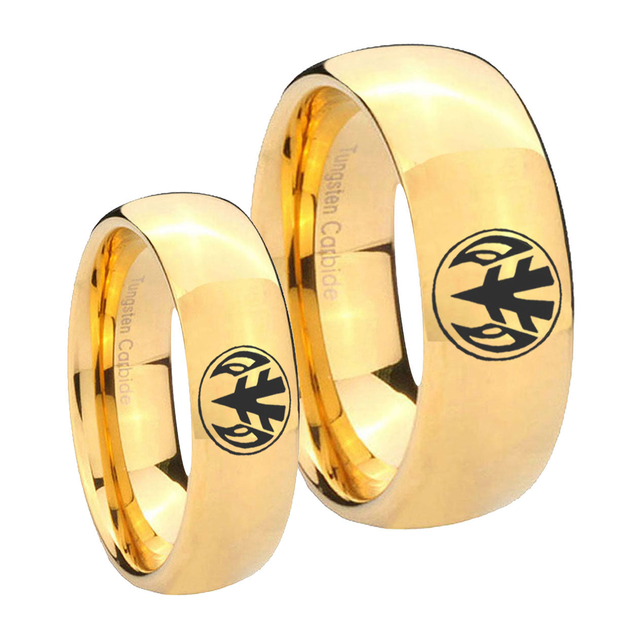 Love Power Rangers Dome Gold Tungsten His And Hers Ring