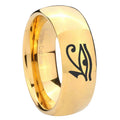 8MM Seeing Eye Dome Polish Gold Tungsten Promise Ring For Men