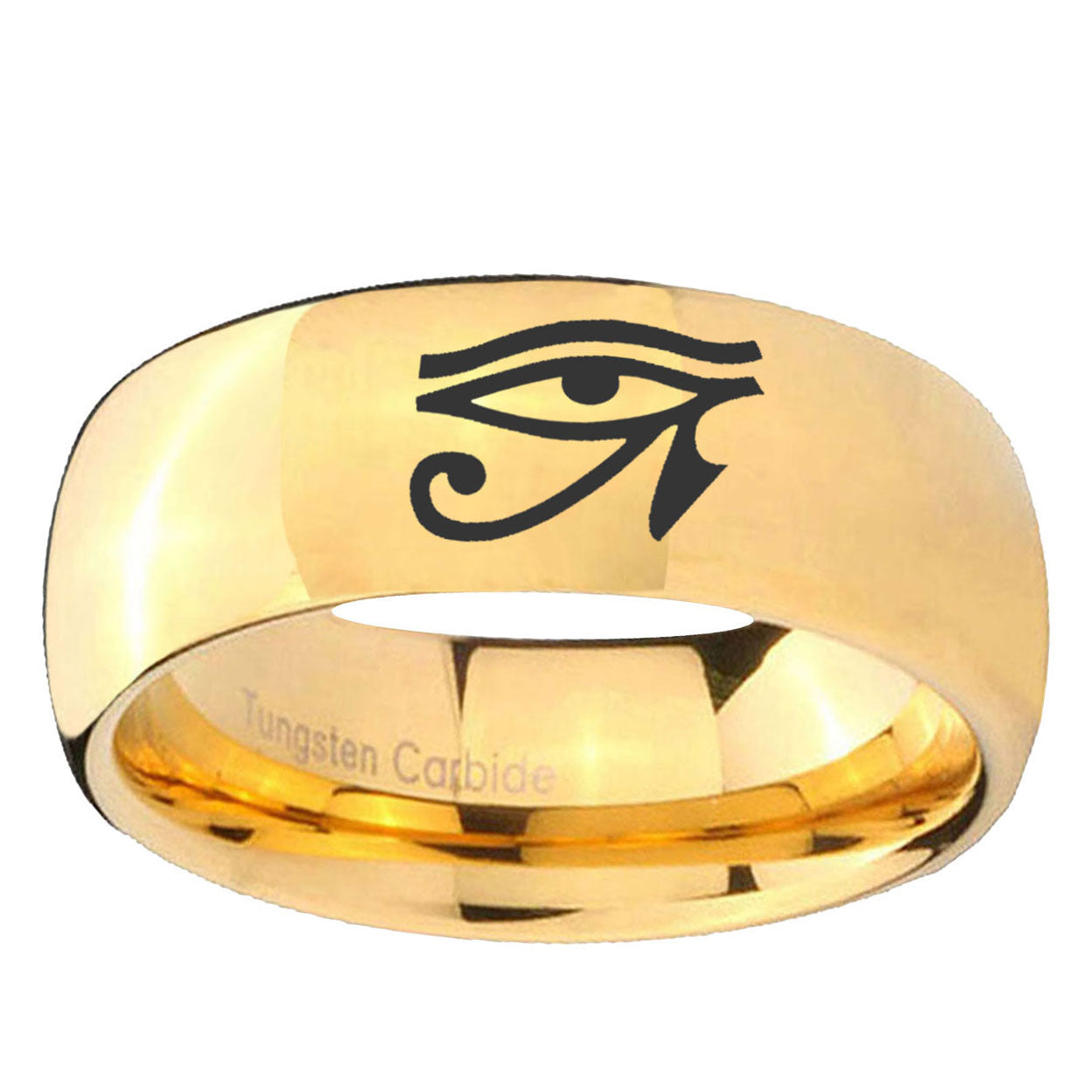 5MM Seeing Eye Dome Polish Gold Tungsten Promise Ring For Men