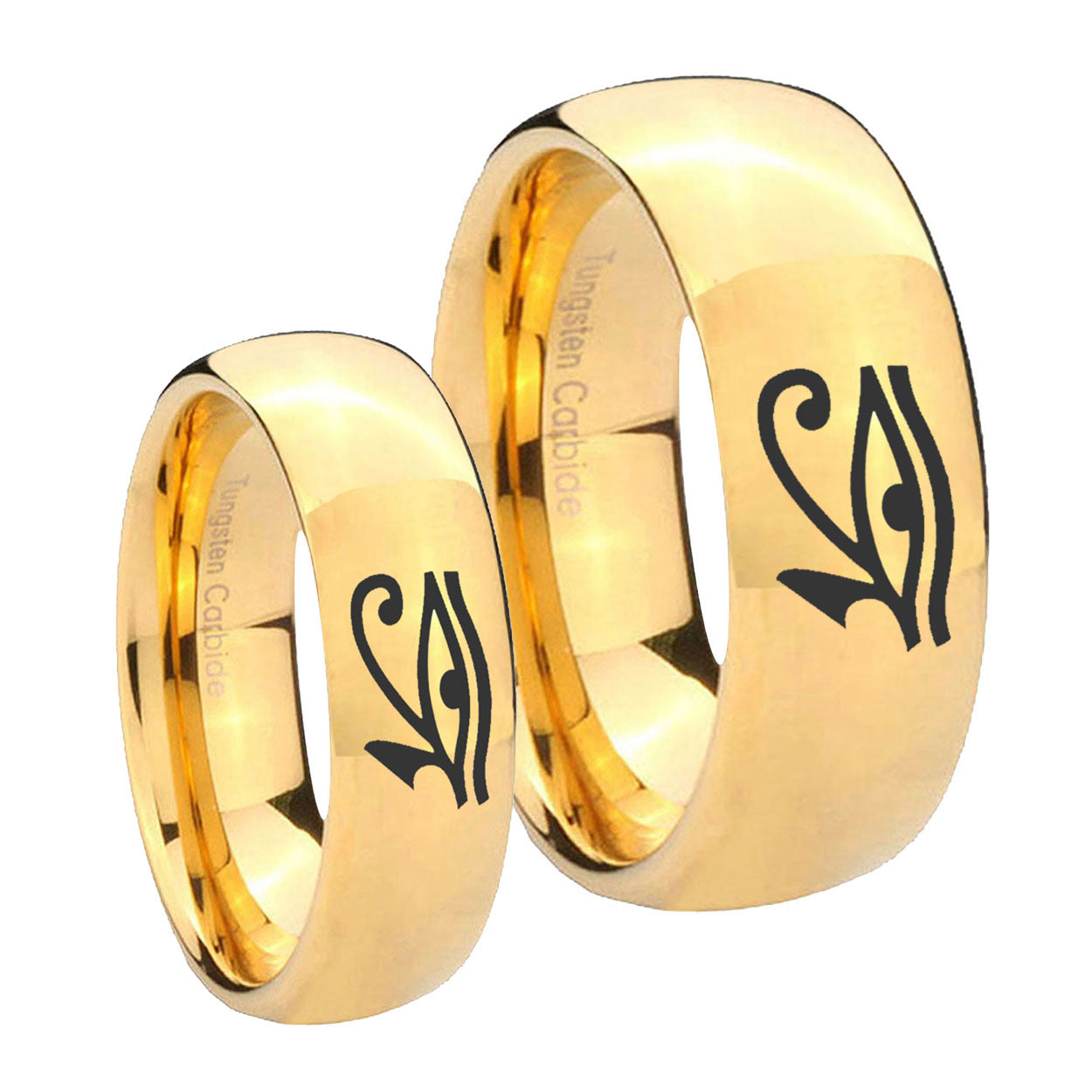 Seeing Eye Dome Gold Tungsten Mens Set Ring