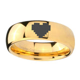 8mm-Mirror-Dome-Zelda-Heart-14K-Gold-IP-Tungsten-Carbide-Laser-Engraved-Ring