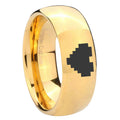 8MM Zelda Heart Dome Polish Gold Tungsten Mens Wedding Ring