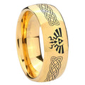8MM Celtic Zelda Dome Polish Gold Tungsten Rings For Men