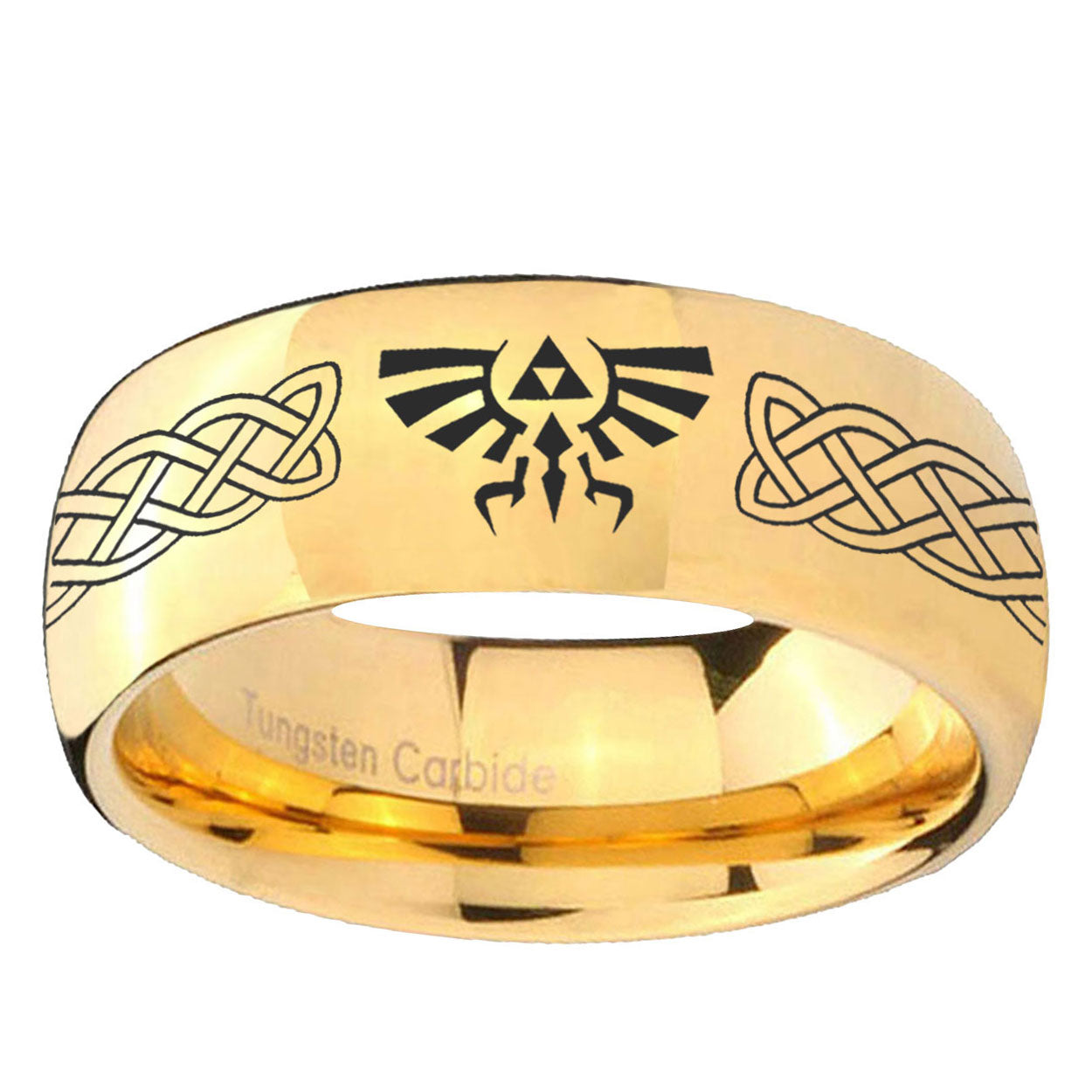 10mm Celtic Zelda Dome Gold Tungsten Ring