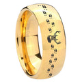 10mm Deer Antler Dome Gold Tungsten Carbide Wedding Band Mens