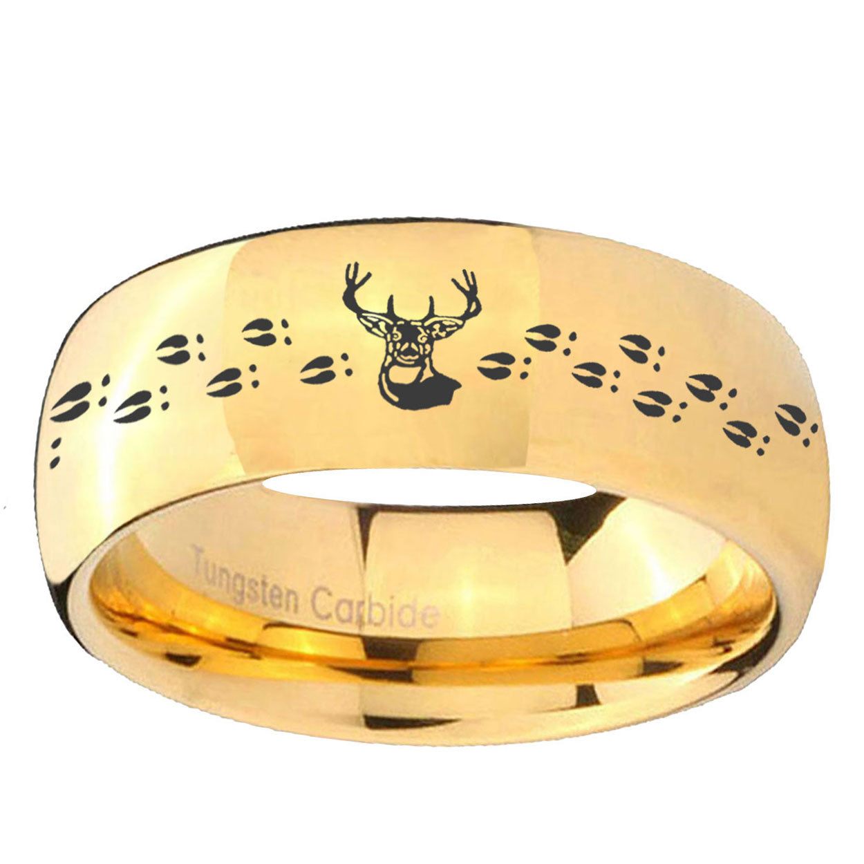 10mm Deer Antler Dome Gold Tungsten Ring
