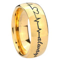 10mm Heart Beat forever Heart always Dome Gold Tungsten Men's Engagement Band