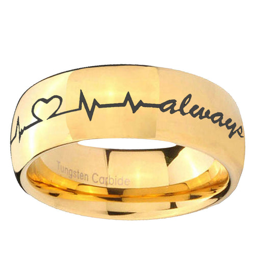 10mm Heart Beat forever Heart always Dome Gold Tungsten Men's Engagement Band