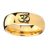 10mm-Om-Aum-Yoga--Dome-Gold-Tungsten-Carbide-Mens-Engagement-Ring