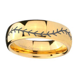 10mm-Baseball-Stitch-Dome-Gold-Tungsten-Carbide-Men's-Engagement-Ring