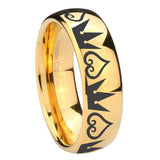 8mm-Hearts-and-Crowns-Dome-Gold-Tungsten-Carbide-Men's-Engagement-Band