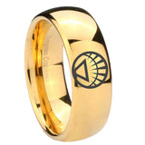 8mm White Lantern Dome Polish Gold Men's Tungsten Ring