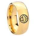 8MM White Lantern Dome Polish Gold Tungsten Mens Promise Ring