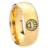 8mm White Lantern Dome Polish Gold Men's Tungsten Ring