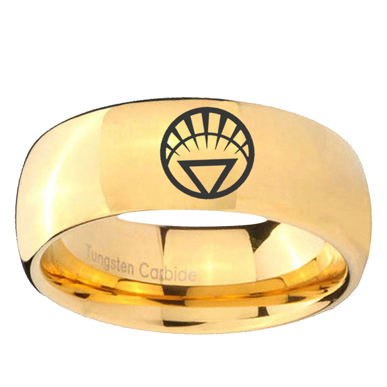 5MM White Lantern Dome Polish Gold Tungsten Mens Promise Ring