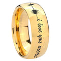 8MM Sound Wave, I love you Dome Polish Gold Tungsten Ring For Man