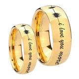Sound Wave, I love you more Dome Gold Tungsten Couple Band Set