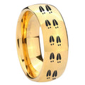 8MM Deer Tracks Dome Polish Gold Tungsten Mens Promise Ring