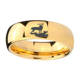 10mm-Deer-Hunting-Dome-Gold-Tungsten-Carbide-Mens-Ring-Engraved