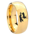 8MM Deer Hunting Dome Polish Gold Tungsten Custom Ring