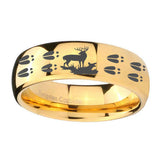 8mm-Deer-Hunting-Tracks-Dome-Gold-Tungsten-Carbide-Mens-Ring-Personalized