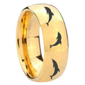 10mm Dolphins Dome Gold Tungsten Carbide Custom Ring for Men