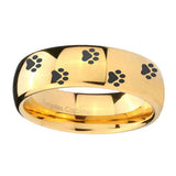10mm-Paw-Print-Dome-Gold-Tungsten-Carbide-Men's-Wedding-Band