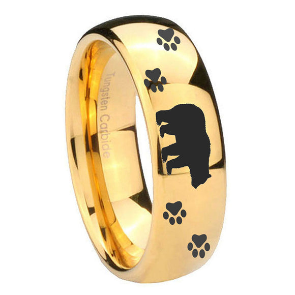 8mm-Bear-and-Paw-Dome-Gold-Tungsten-Carbide-Mens-Wedding-Ring