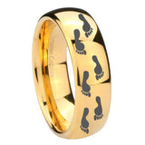 10mm-Foot-Print-Dome-Gold-Tungsten-Carbide-Men's-Wedding-Ring