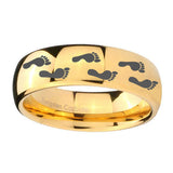10mm-Foot-Print-Dome-Gold-Tungsten-Carbide-Men's-Wedding-Ring