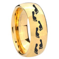 8MM Foot Print Dome Polish Gold Tungsten Promise Ring For Him