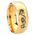 8MM Dragon Dome Polish Gold Tungsten Mens Engagement Ring