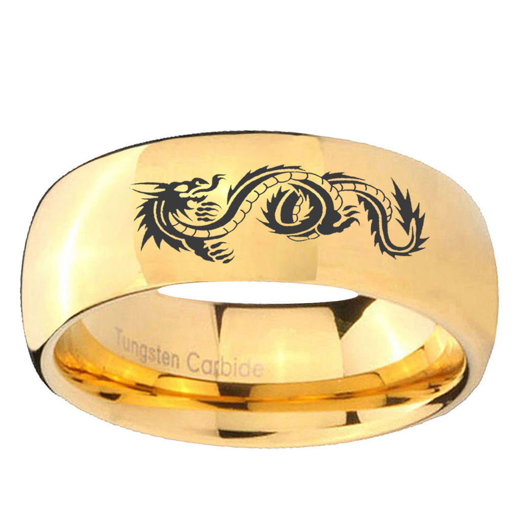 5MM Dragon Dome Polish Gold Tungsten Mens Engagement Ring