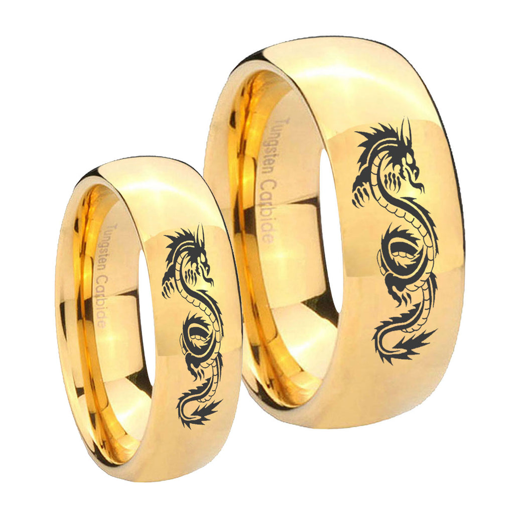 Dragon Dome Gold Tungsten His and Hers