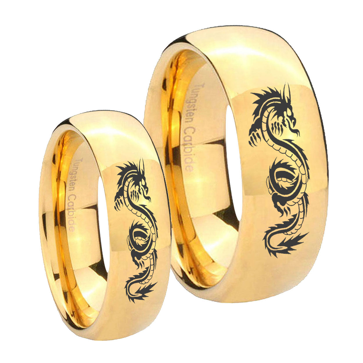 Dragon Dome Gold Tungsten His and Hers