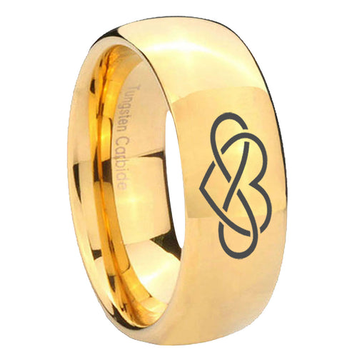 10mm Infinity Love Dome Gold Tungsten Carbide Wedding Band Ring
