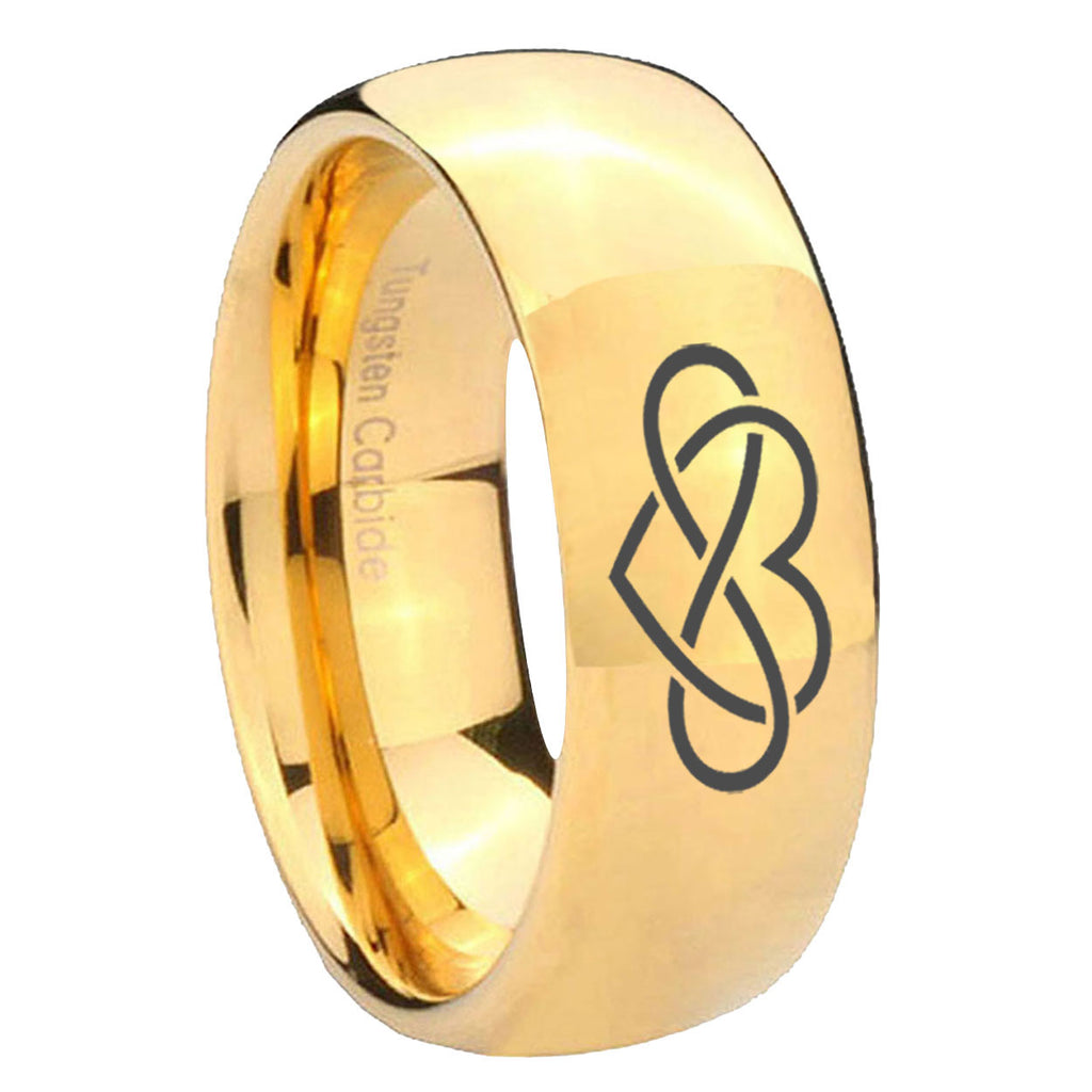 8MM Infinity Love Dome Polish Gold Tungsten Wedding Band
