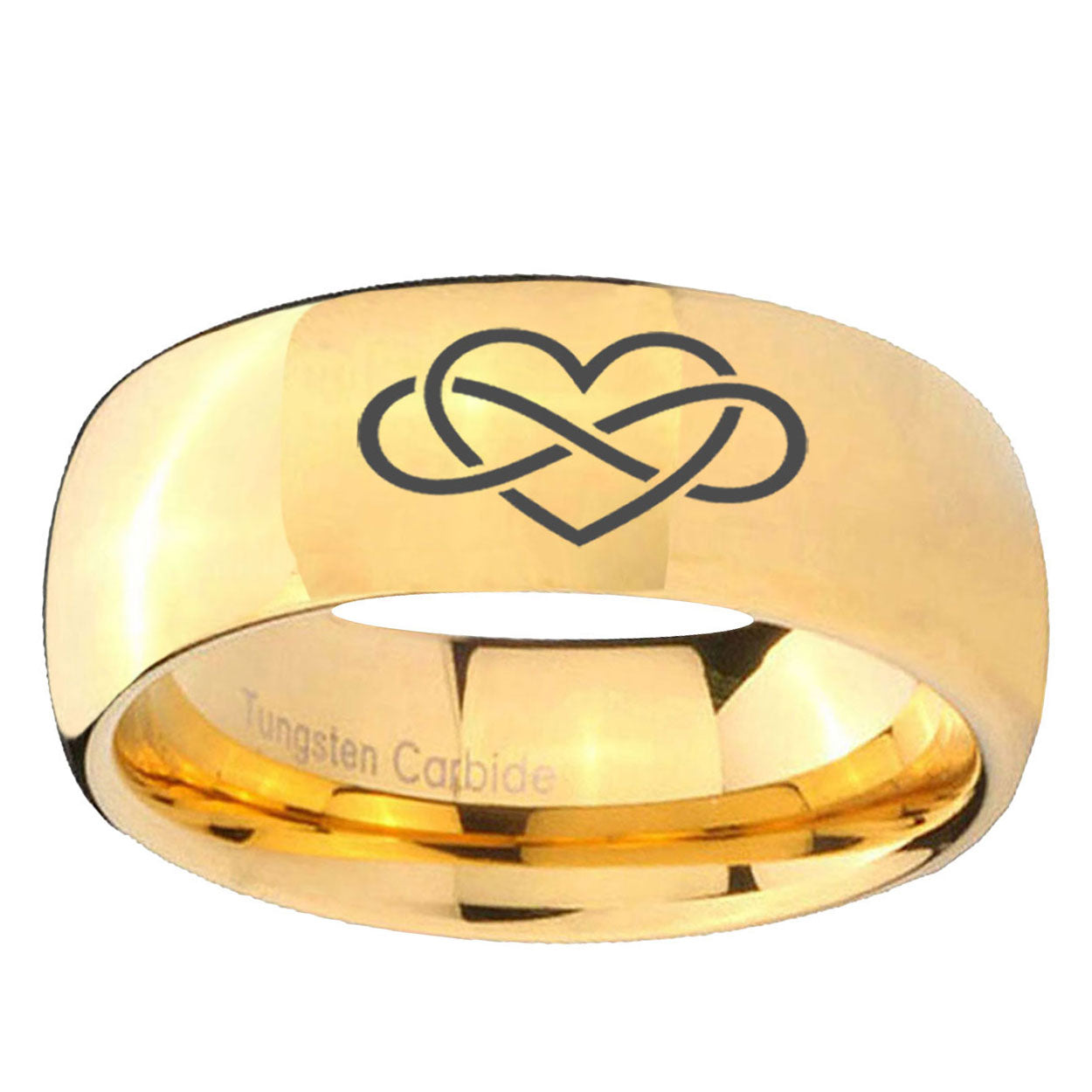 10mm Infinity Love Dome Gold Tungsten Ring