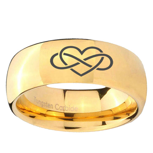 10mm Infinity Love Dome Gold Tungsten Ring