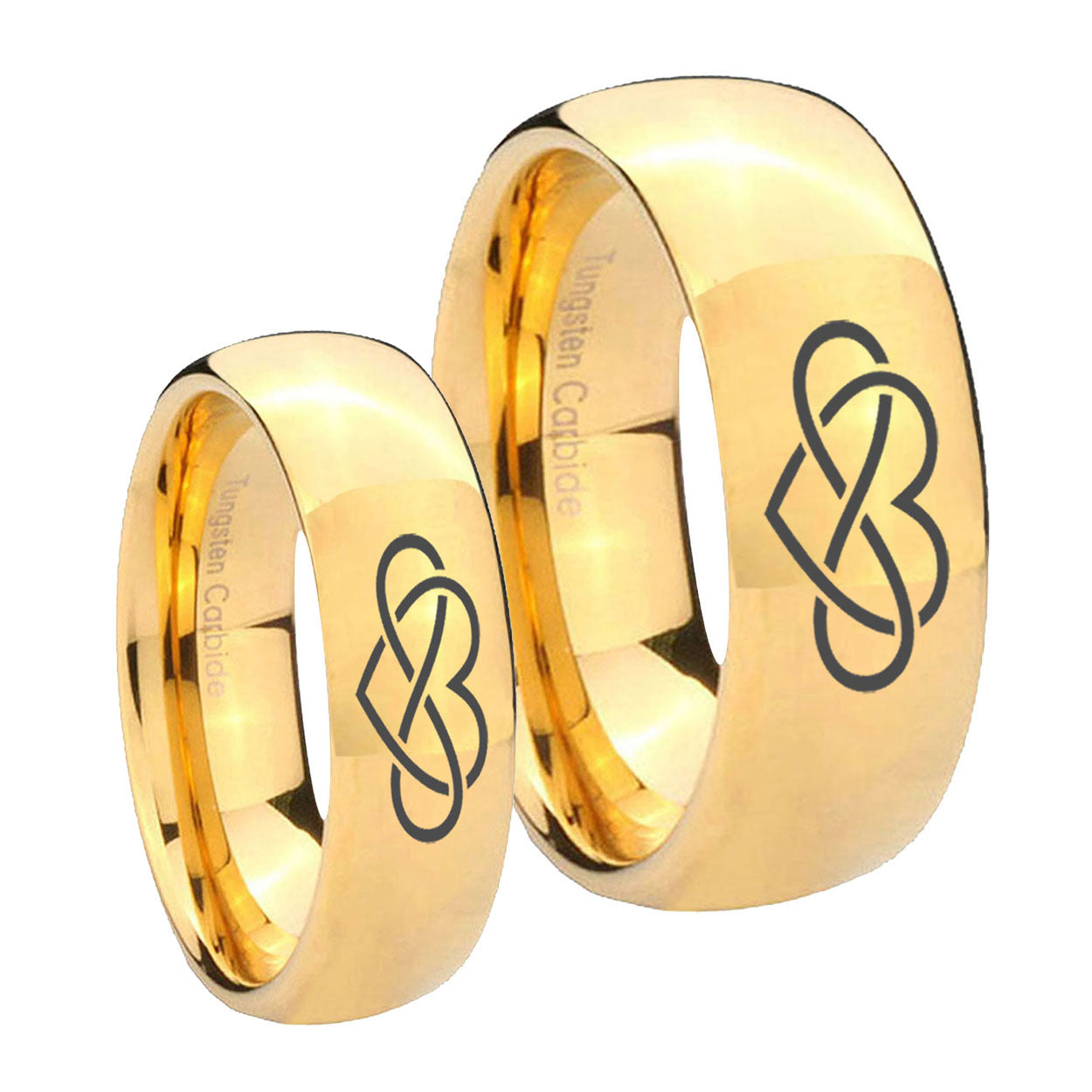 Infinity Love Dome Gold Tungsten Mens Set Ring