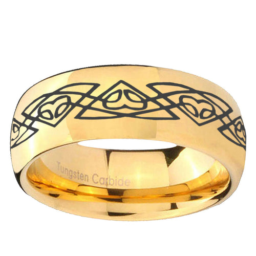 10mm Celtic Braided Dome Gold Tungsten Ring
