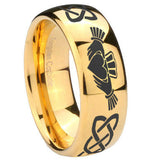 10mm-Irish-Claddagh-Dome-Gold-Tungsten-Carbide-Wedding-Band-Ring
