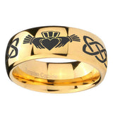 8mm-Irish-Claddagh-Dome-Gold-Tungsten-Carbide-Custom-Mens-Ring