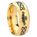 10mm Irish Claddagh Dome Gold Tungsten Carbide Wedding Band Ring