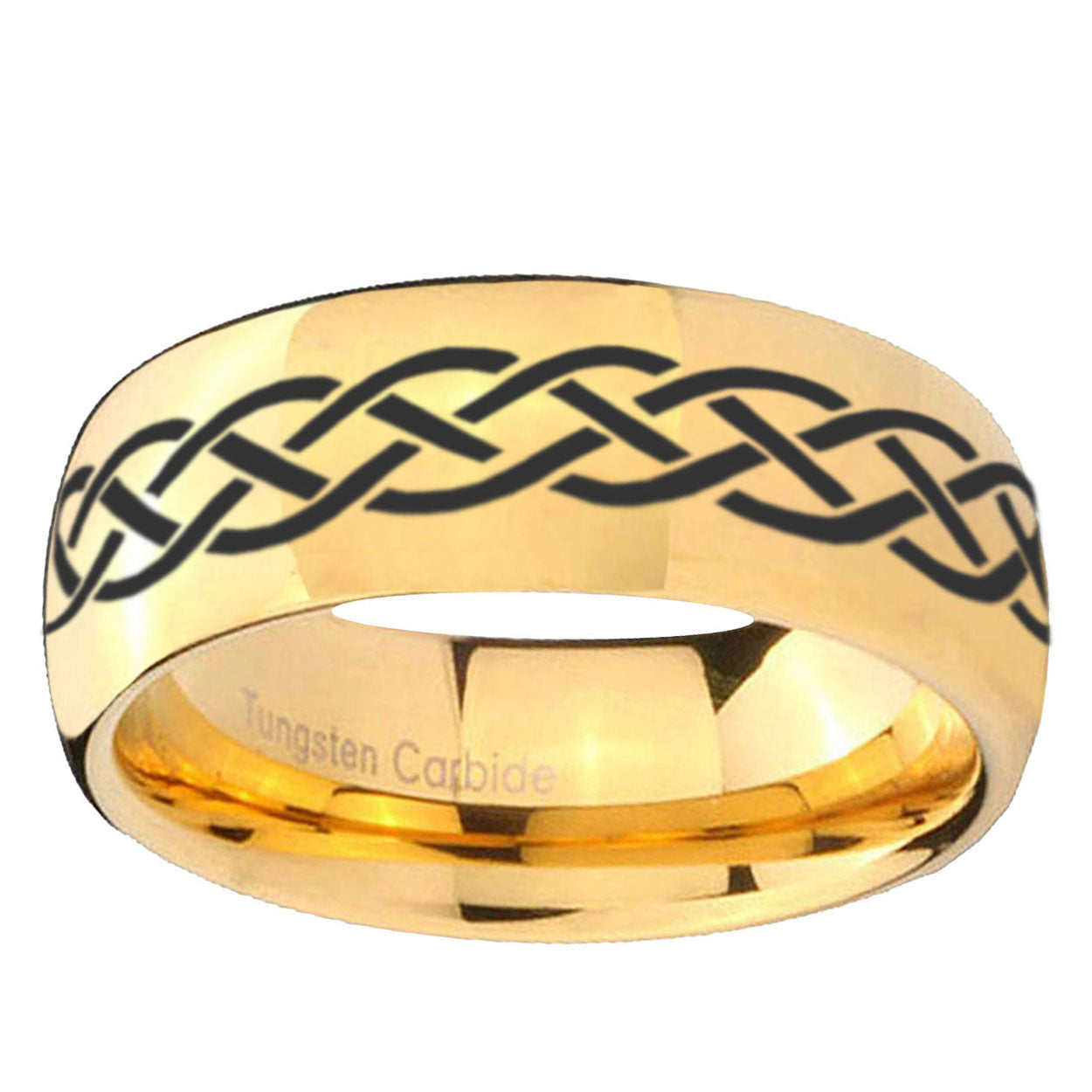 5MM Celtic Knot Dome Polish Gold Tungsten Male Wedding Band