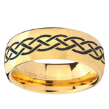 5, 8mm Celtic Knot Dome Gold Tungsten Ring