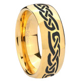 8mm Celtic Knot Infinity Love Dome Gold Tungsten Carbide Wedding Engagement Ring