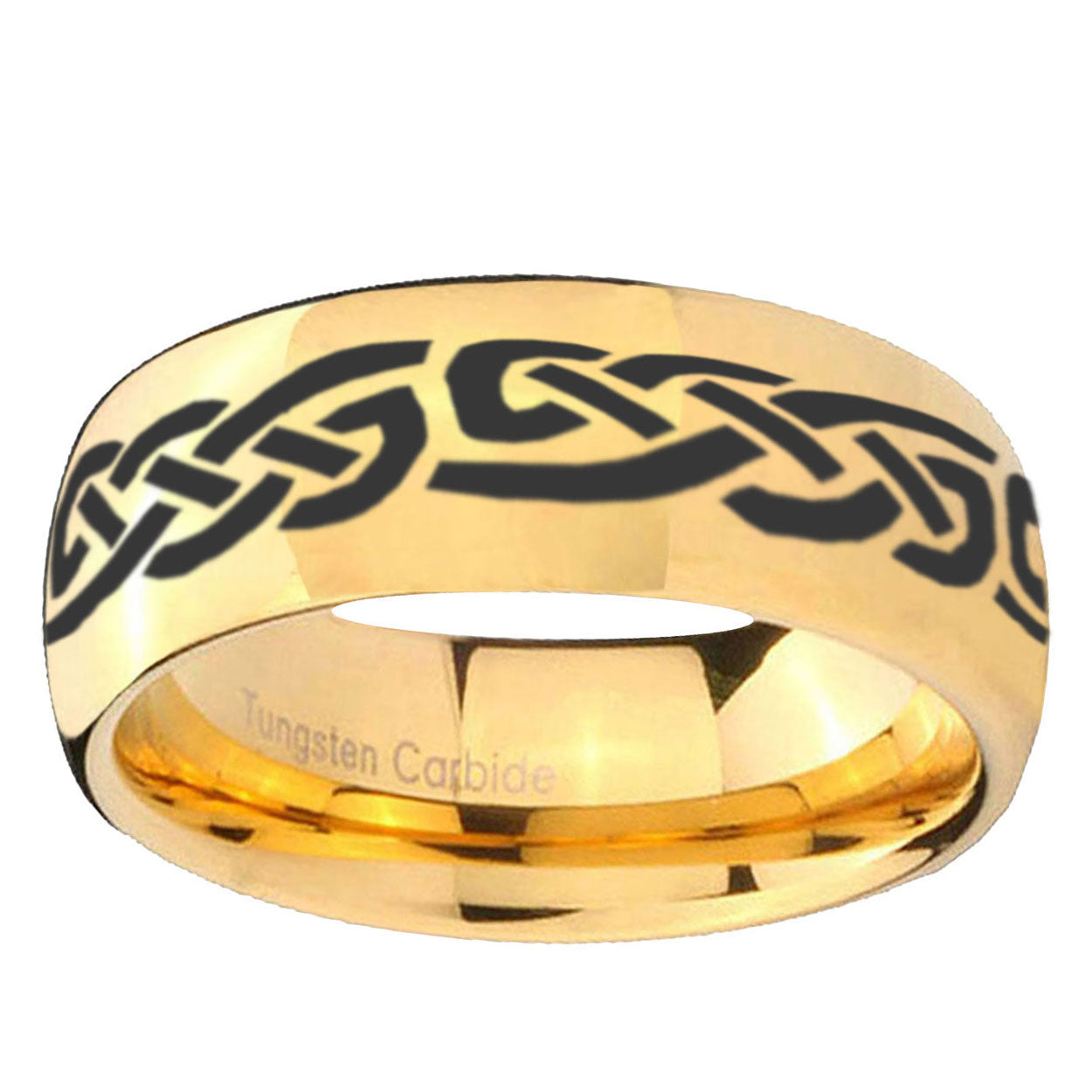 5MM Celtic Knot Infinity Love Dome Polish Gold Tungsten Band