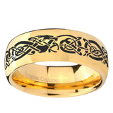 5, 8mm Celtic Knot Dragon Dome Gold Tungsten Ring