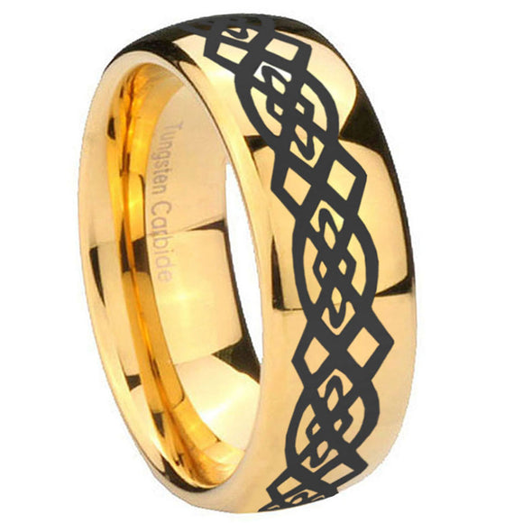 8mm-Celtic-Knot-Dome-Gold-Tungsten-Carbide-Men's-Wedding-Ring